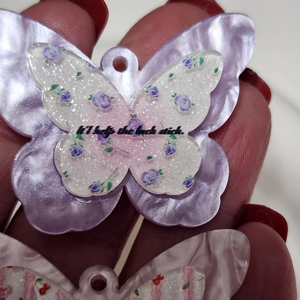 Butterfly Pendants Keychain Bag Chain Crafts Jewelry Making Colorful Beads 3 Pcs